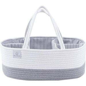 XXL Cotton Rope Diaper Caddy Extra Large Baby Nursery Storage Bin with Divider